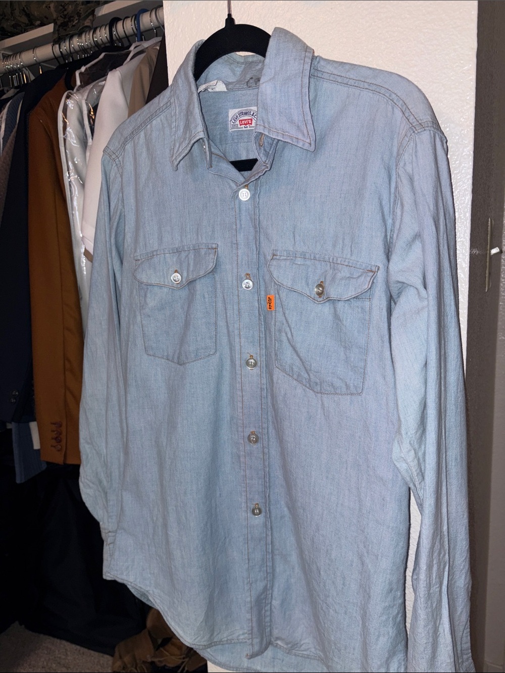 Levi's Orange Tab Denim Button-Down Shirt with Chest Pockets